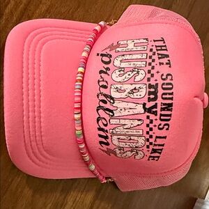 Pink Cap with Beaded Bracelet